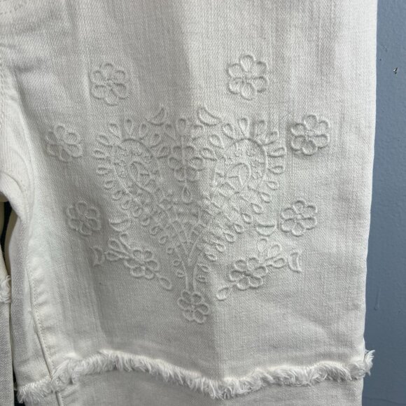 Johnny Was Sevilla Cropped Wide Leg Jean White Cotton Blend Denim Size 26 - Picture 5 of 14